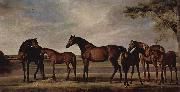 George Stubbs Stuten und Fohlen angstigen sich vor einem heraufziehenden Unwetter oil painting picture wholesale